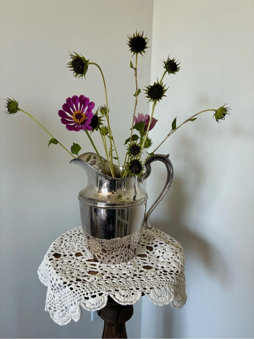Vintage Gorham Silver plate Water Pitcher Flower Vase English Cotttage Country